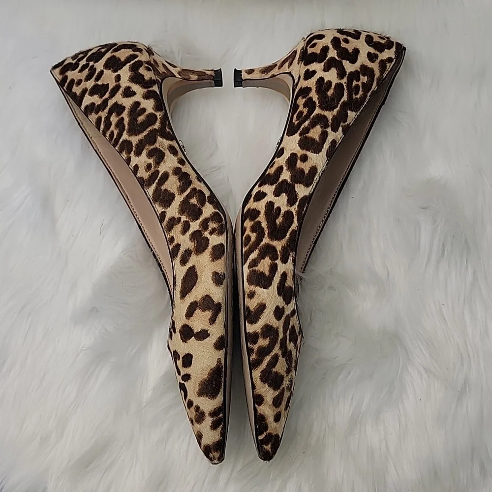 SAM EDELMAN Dori Cheetah Leopard Calf Hair Printed Office Party Kitten Heels 6.5 - Picture 6 of 13